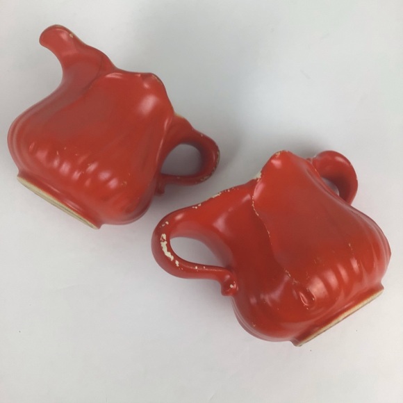 Vintage orange distressed sugar & creamer set - Picture 6 of 11